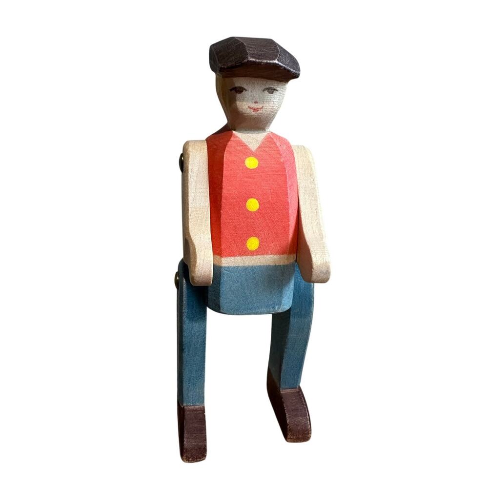 Ostheimer Wooden Rider Toy Man Boy Figure Jointed Hand Crafted Germany